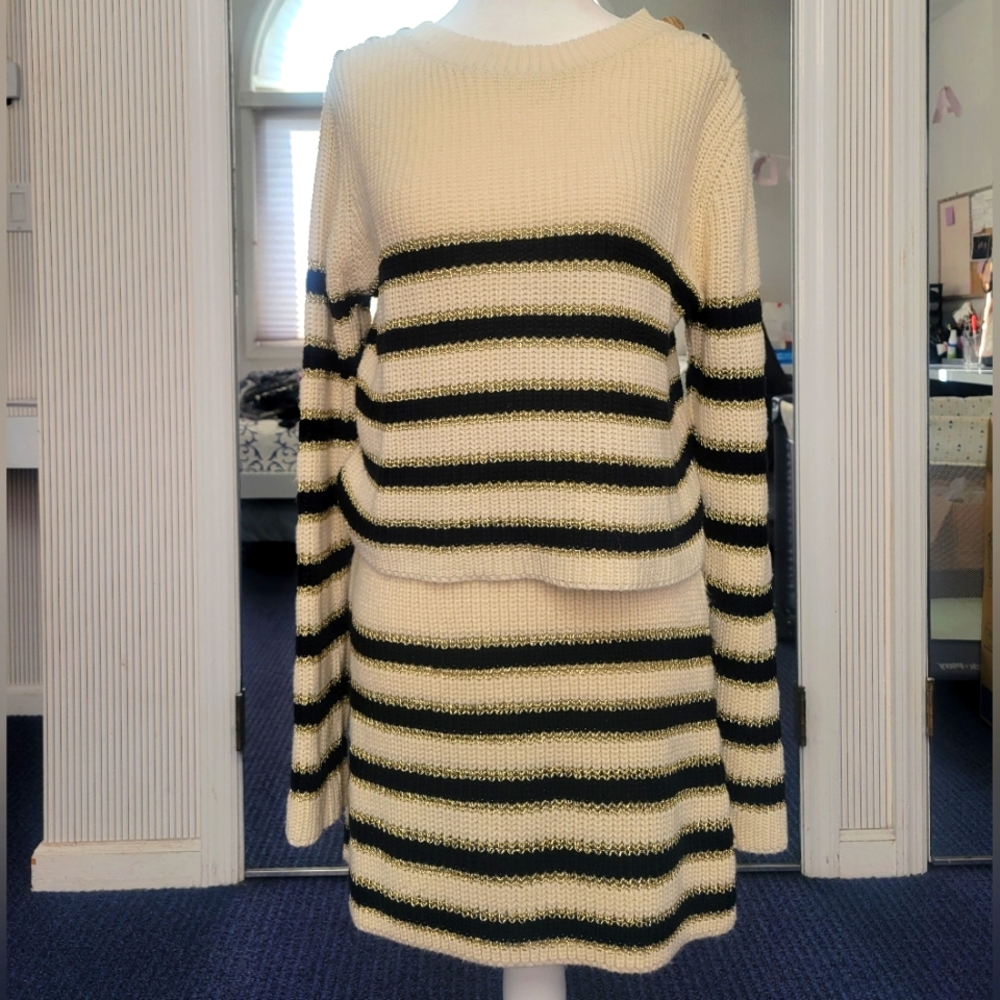 Striped cream sweater set